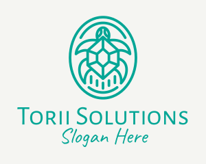 Teal Tortoise Turtle  logo design