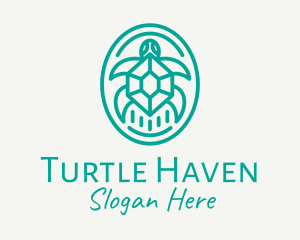 Turtle - Teal Tortoise Turtle logo design