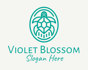 Teal Tortoise Turtle  logo design