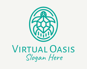 Teal Tortoise Turtle  logo design