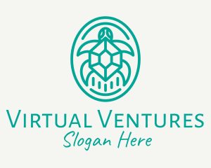 Teal Tortoise Turtle  logo design