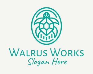 Teal Tortoise Turtle  logo design