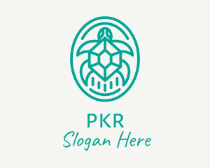 Teal Tortoise Turtle  logo design