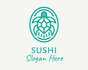 Teal Tortoise Turtle  logo design