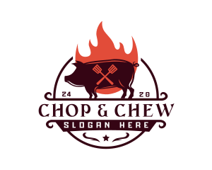 Grill Pork Barbecue Logo
