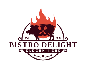 Grill Pork Barbecue logo design