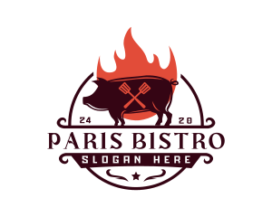 Grill Pork Barbecue logo design