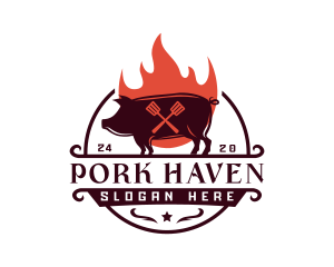 Grill Pork Barbecue logo design