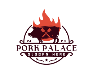 Grill Pork Barbecue logo design