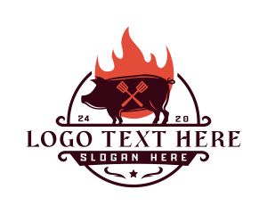 Hot - Grill Pork Barbecue logo design