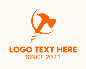 Carpentry - Orange Hammer Screw logo design