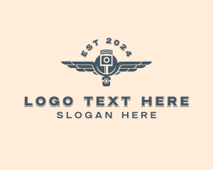 Engine - Piston Wings Mechanic logo design