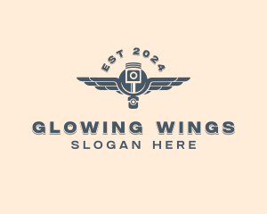 Piston Wings Mechanic logo design