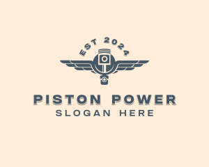 Piston - Piston Wings Mechanic logo design