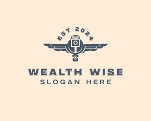 Car Care - Piston Wings Mechanic logo design