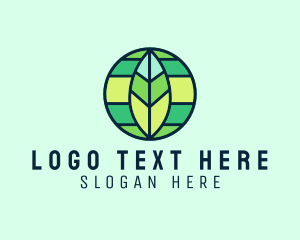 Vegan - Natural Modern Leaf Globe logo design