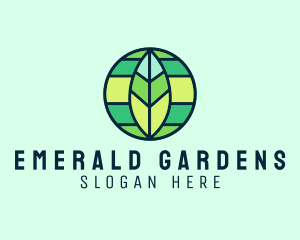 Natural Modern Leaf Globe  logo design