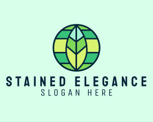 Natural Modern Leaf Globe  logo design