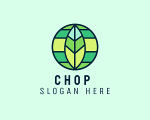 Vegan - Natural Modern Leaf Globe logo design