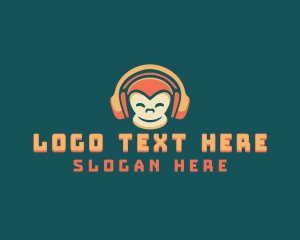 Disc Jockey - Headphones Gaming Monkey logo design