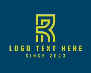 Cyberspace - Lime Green Tech Letter R logo design