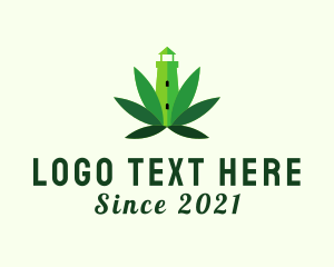 Tower - Lighthouse Marijuana  Herb logo design