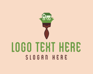 Green - Home Paint Brush Landscaping logo design