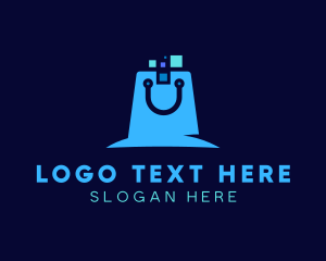 Pixels - Digital Shopping Bag logo design
