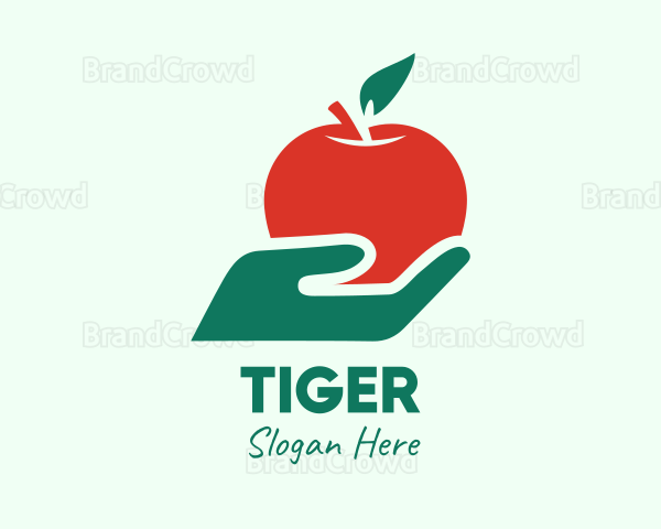 Hand Holding Apple Logo