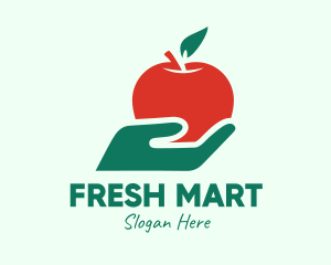 Supermarket - Hand Holding Apple logo design