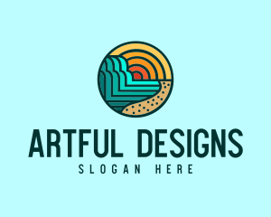 Tropical Beach Resort Circle logo design