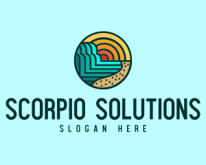 Tropical Beach Resort Circle logo design