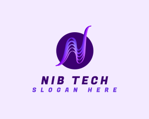 Tech Wave Letter N logo design