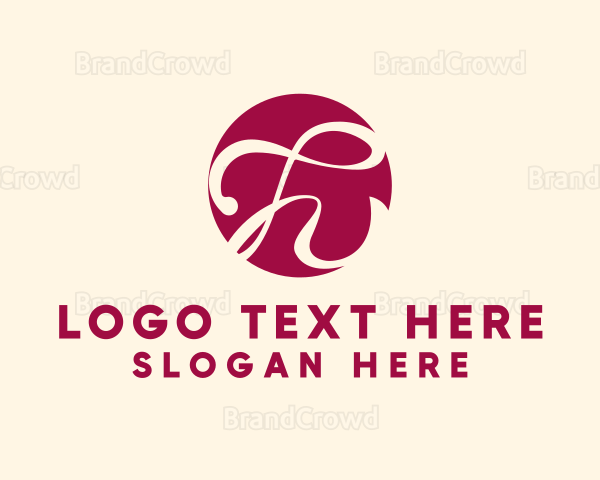 Burgundy Cursive Letter H Logo