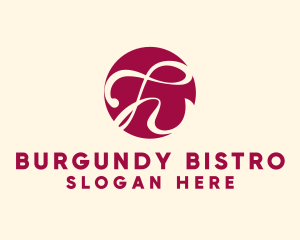 Burgundy - Burgundy Cursive Letter H logo design