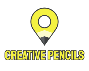 Pencil Location Place Pin logo design