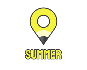 Pencil Location Place Pin logo design