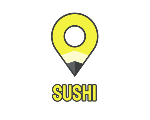 Pencil Location Place Pin logo design