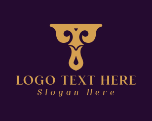 Luxury Flourish Ornament Letter T Logo