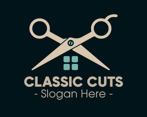 House Scissor Barber logo design