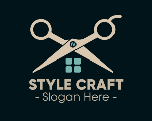 House Scissor Barber logo design