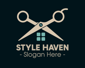 Barbershop - House Scissor Barber logo design