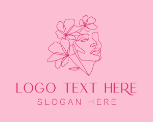 Monoline - Pink Feminine Floral Woman logo design