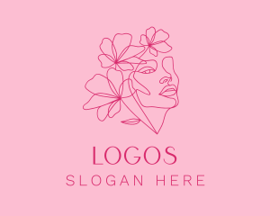 Pink Feminine Floral Woman Logo
