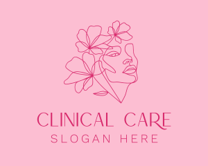 Pink Feminine Floral Woman logo design