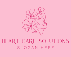 Pink Feminine Floral Woman logo design