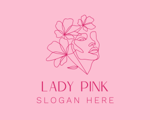 Pink Feminine Floral Woman logo design