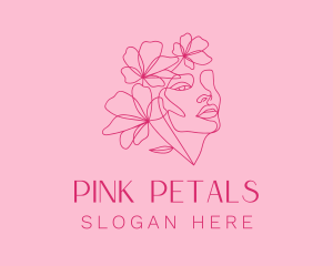 Pink Feminine Floral Woman logo design