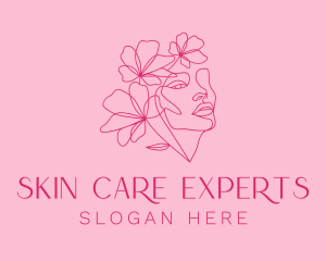 Pink Feminine Floral Woman logo design