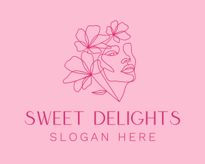 Pink Feminine Floral Woman logo design